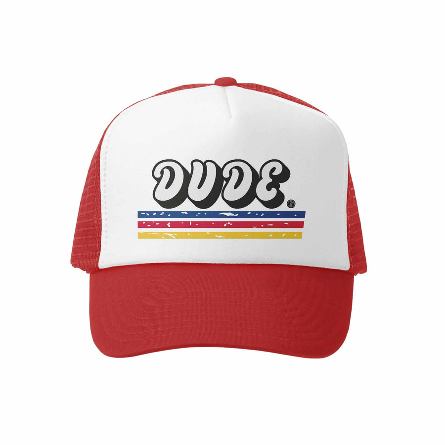 Kids Trucker Hat - Lil Dude in Red and White