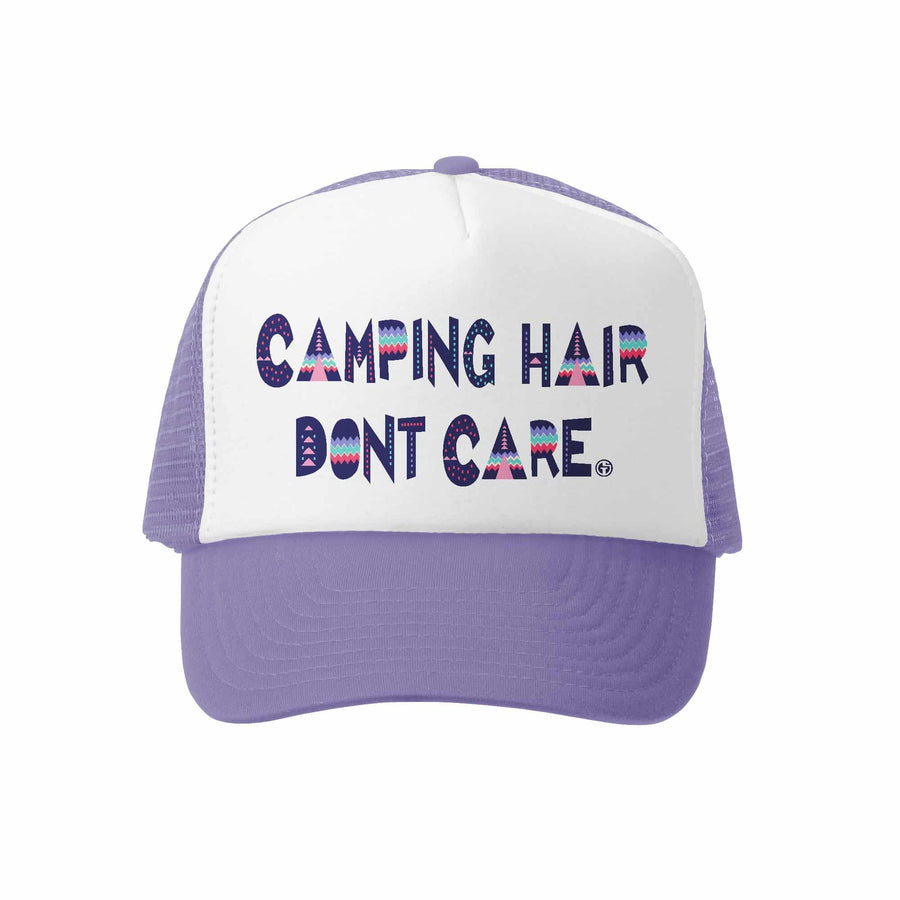 Kids Trucker Hat - Camping Hair in Lavender and White