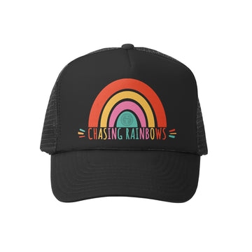 Grom Squad Kid's Trucker Hat - Black & Black - Chasing Rainbows
