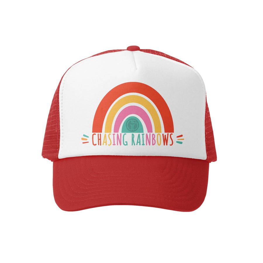 Grom Squad Kid's Trucker Hat - Red & White - Chasing Rainbows
