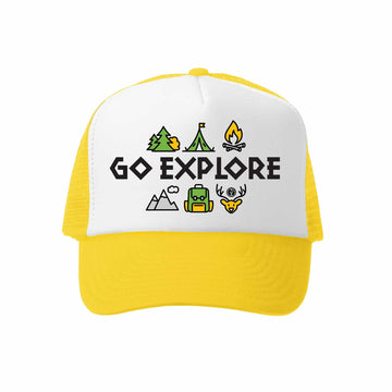 Kids Trucker Hat - Go Explore in Yellow