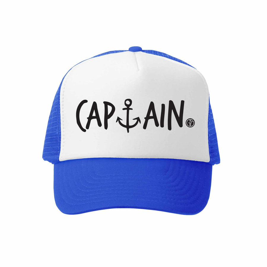 Kids Trucker Hat - Captain in Royal and White