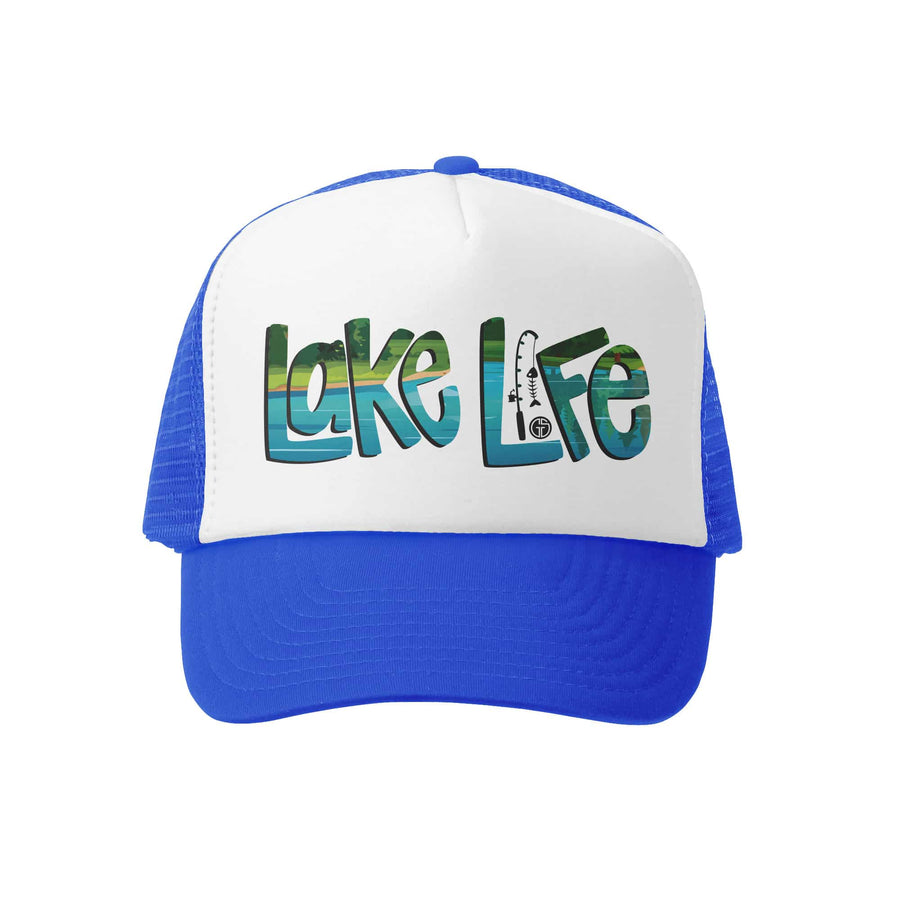 Kids Trucker Hat - Lake Life in Royal and White