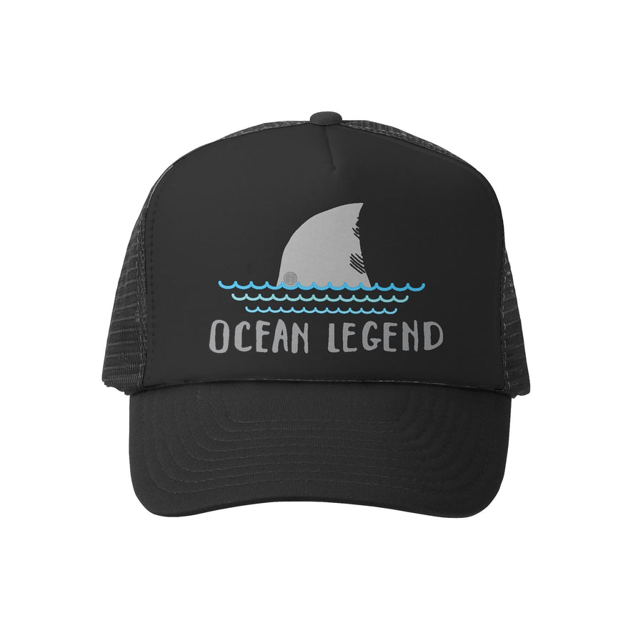 Grom Squad Kid's Trucker Hat - Black & Black - Ocean Legend