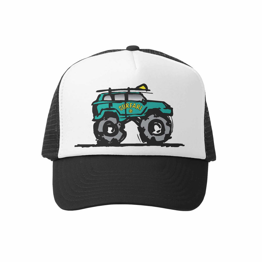 Kids Trucker Hat - Surfari in Black and White