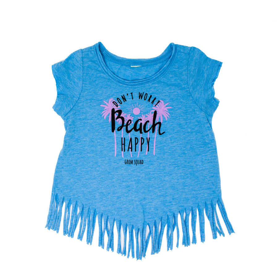 Grom Squad Don't Worry Beach Happy Kids Girls' Tank Top in Blue