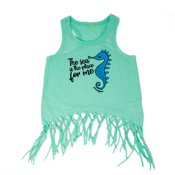 Grom Squad The Sea is the Place For Me Tank Top in Teal